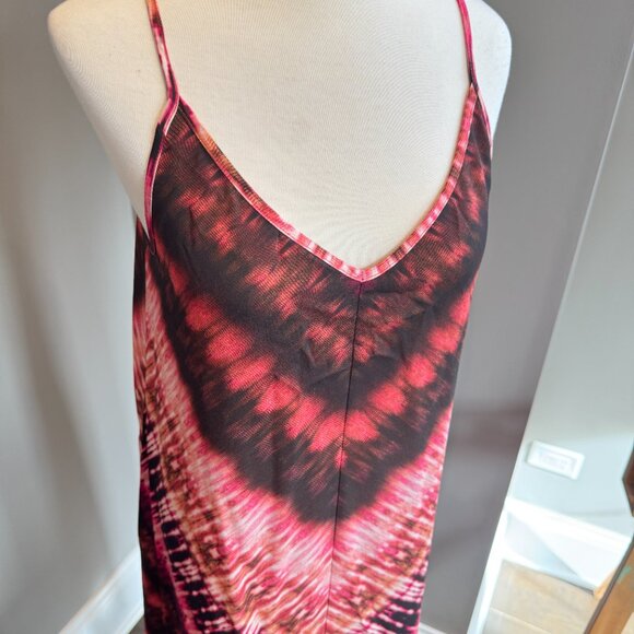 Prana Red Tie Dye Lace Back Tank Dress - Picture 7 of 11